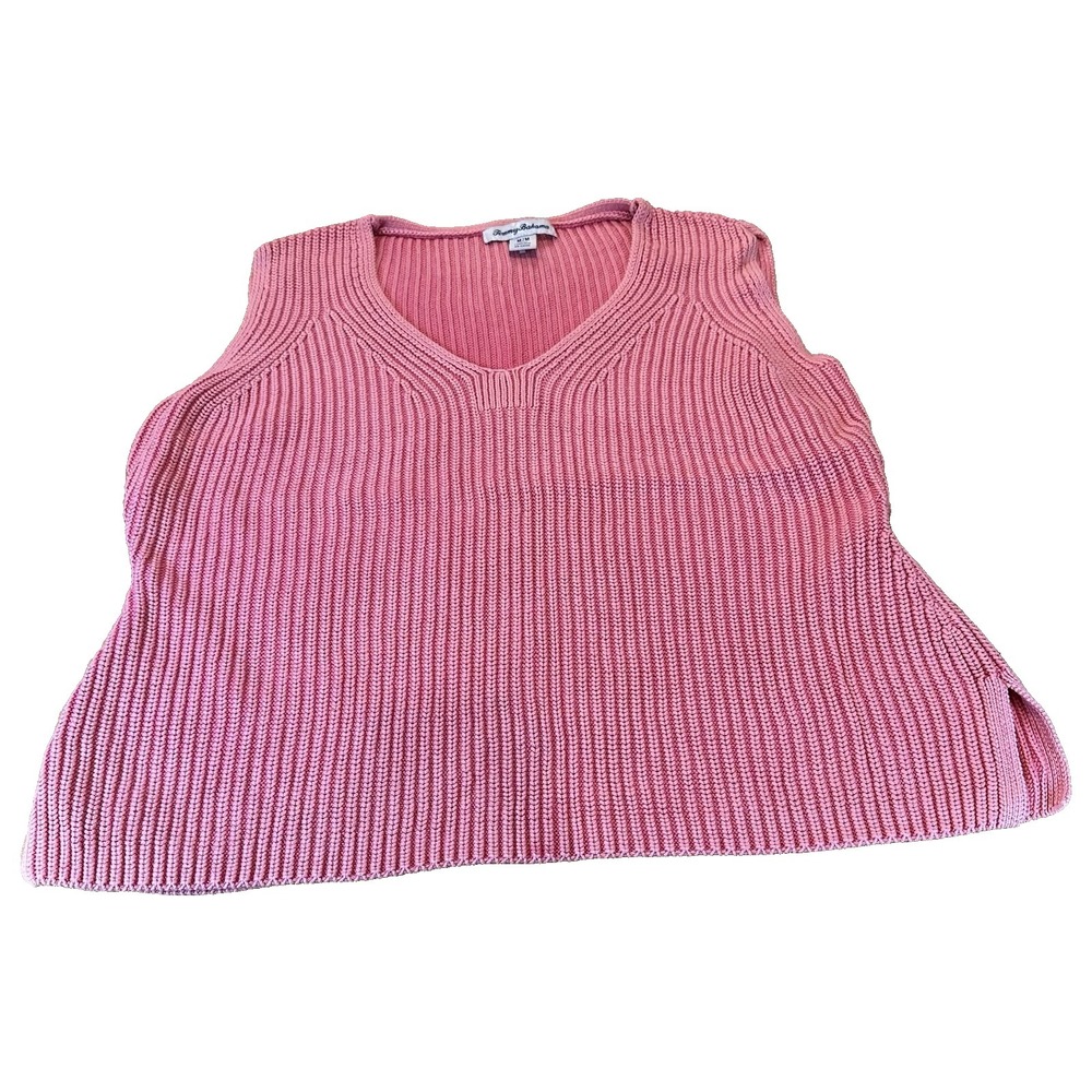 Tommy Bahama Sweater Womens V-Neck Ribbed Knit‎ Cotton Blend Tank Top Size M